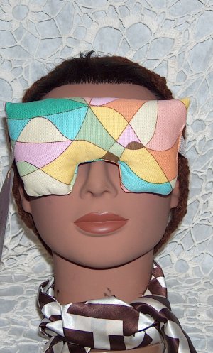 multi colored eye mask-pillow with pale pink strap small size