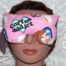 Coffee Addict - pink eye mask-pillow - pink faux pearl ties