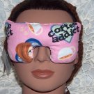 Coffee Addict reversible pink eye mask-pillow -elastic cord