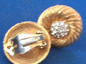 Kramer Rhinestone clip earrings - goldtone
