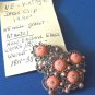 New England Glass Works vintage dress clip - coral silver gold