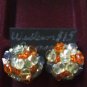 Western Germany orange and clear glass vintage clip earrings