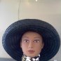Black  wide-brimmed straw Christine Original Park Ave New York vintage hat