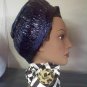 Vintage turban style straw and cello raffia hat made by F & M Millinery