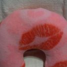 pink lips Neck pillow real roses inside -smaller size -great for travel !