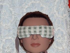 Green and Beige Eye Mask with stretch lace strap - lavender inside