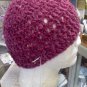 crocheted hat burgundy plum with grey twist - extra large size