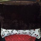 Cherries and chocolate crushed velvet with satin back relaxation pillow - real lavender