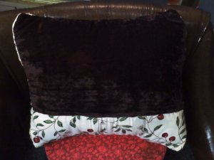 Cherries and chocolate crushed velvet with satin back relaxation pillow - real lavender