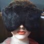 dark brown faux fur and brown satin eye mask-pillow with real lavender inside
