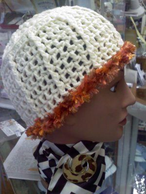 Cream and Copper Hand Crocheted designer hat