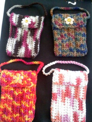 Hand crocheted mini purse - this one is hot pink, orange and yellow