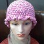Hand crocheted hat small pinks and white - wear for fashion or for warmth