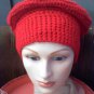 Hand Crocheted hat wide band red beret -wear to hike, ski, snowboard, hunt, ice fish, walk