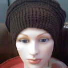 Hand Crocheted hat wide band brown beret -wear to hike, ski, snowboard, hunt, ice fish, walk