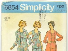 Vintage 1974 and '75 sewing patterns Simplicity misses' size 14 blouse, pants... and dress