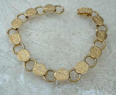 1967 vintage Sarah Coventry circle link bracelet in goldtone