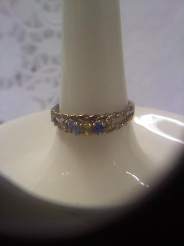 Jewelry store gemstone sample ring vintage gold plated rope design sterling ring size 8