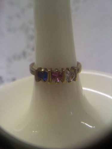 Jewelry store gemstone sample ring vintage gold plated sterling ring size 6