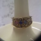 Jewelry store gemstone sample ring vintage gold plated sterling filigree ring size 6