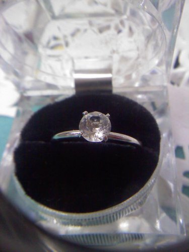 Jewelry store CZ diamond solitaire sample ring - vintage silvertone ring size 11.5