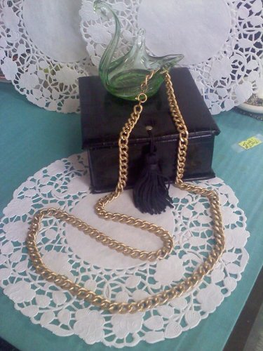 aluminum chain link necklace in textured goldtone vintage