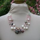 Mixed stone & shell 3 strand necklace