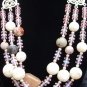 Mixed stone & shell 3 strand necklace