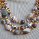 3 strand mixed stone & pressed shell Necklace