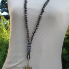 Picture Frame Lanyard, hematite & wood