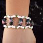 Pink flowers art glass anklet