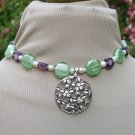 SET - silver daisies necklace and earrings