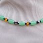 Amber, green, flowers necklace