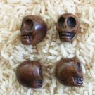 4 Carved Howlite Skull Beads (Chocolate) Large