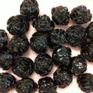 12mm Black Rose Flower Beads Destash 10 Beads