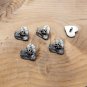 5 Beautiful Heart with Knot Buttons Shank Silver Metal