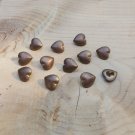 12 Beautiful Small Heart Buttons Ceramic Shank Brass