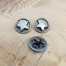 3 Texas Star Buttons Shank Silver Metal