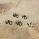 5 Beautiful Heart with Knot Buttons Shank Gold Metal