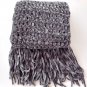Hand-Crochet Scarf Stole - Super Soft Chenille Charcoal