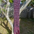 Hand-Crochet Scarf Stole - Elegant Black and Pink Ribbon Fringed