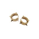 Stainless Steel Gold Spike Stud Hoop Huggie Earrings
