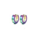 Stainless Steel Plain Iridescent Stud Hoop Huggie Earrings