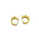Stainless Steel Ball and Spikes Gold Stud Hoop Huggie Earrings
