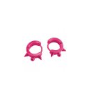 Stainless Steel Ball and Spikes Dark Pink Stud Hoop Huggie Earrings