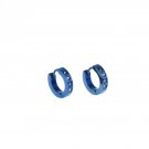 Stainless Steel Rhinestones Blue Stud Hoop Huggie Earrings