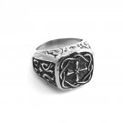Stainless Steel Goth Biker Ring With Cross