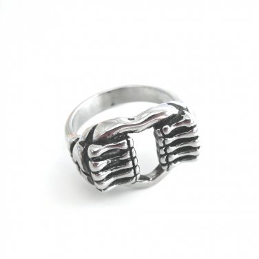 Stainless Steel Skeleton Hands Ring