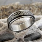 Stainless Steel Black Checker Spinner Ring