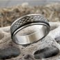 Stainless Steel Black Checker Spinner Ring